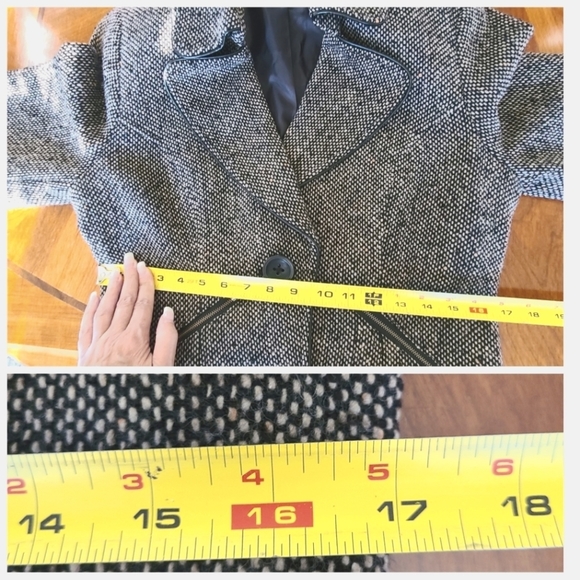 CAbi Tweed Moto Jacket Size 8 Wool Blend #638 Lined Zipper Pockets One Button - Picture 13 of 16